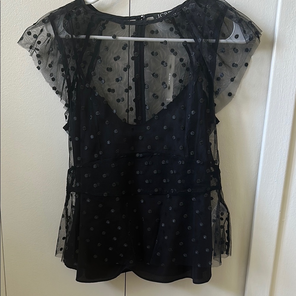 NWT J. Crew black chiffon style top